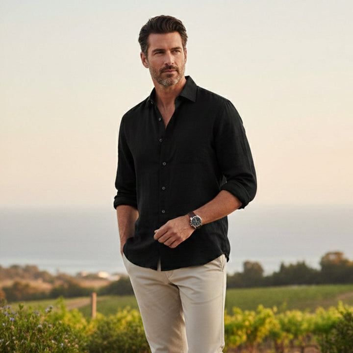 La Chemise Décontractée en Coton-Lin pour Homme Buckingham