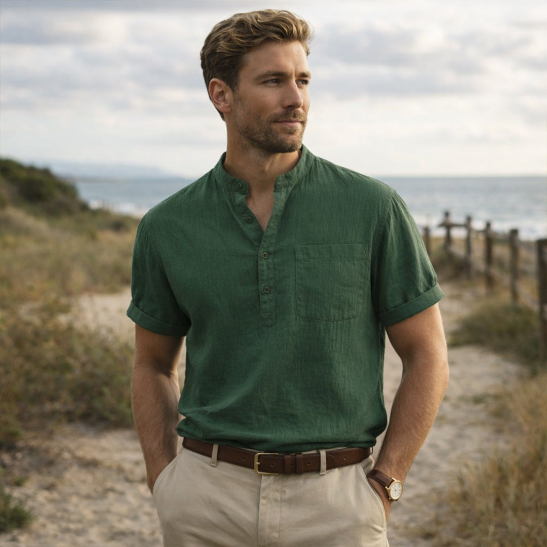 La Chemise Henley en Lin et Coton Respirant pour Homme Paddington