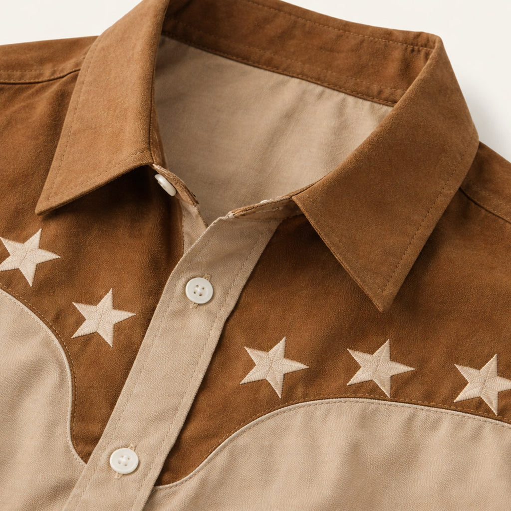 La chemise en denim tendance western à patchwork bicolore pour hommes Linfield