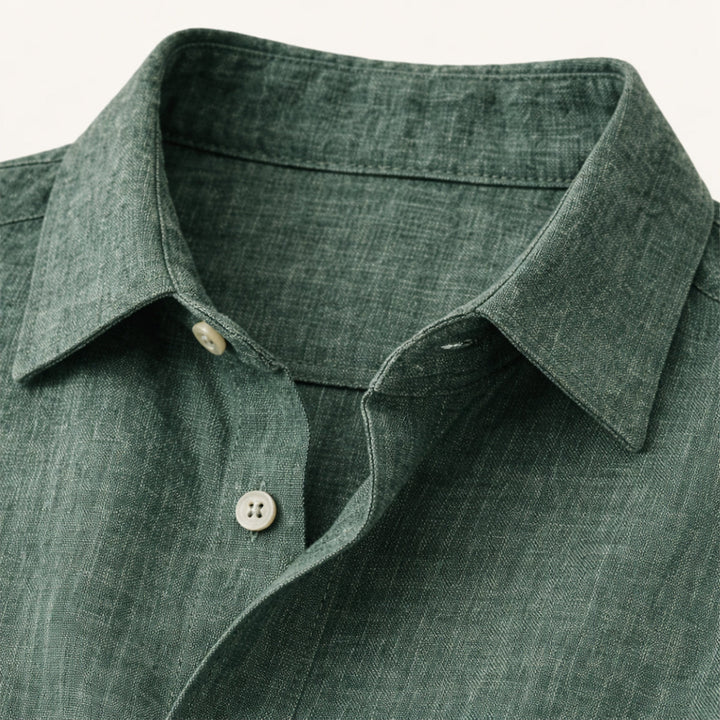 La Chemise Décontractée en Lin à Manches Boutonnées pour Hommes Meadowfall