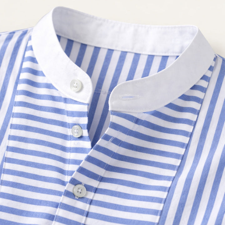 La chemise à col montant à rayures légère et ajustée pour homme Glenbrook