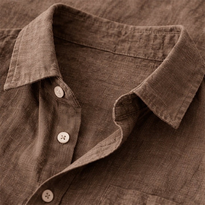 La Chemise en Coton Lin Légère à Col Montant pour Hommes Knightsbridge