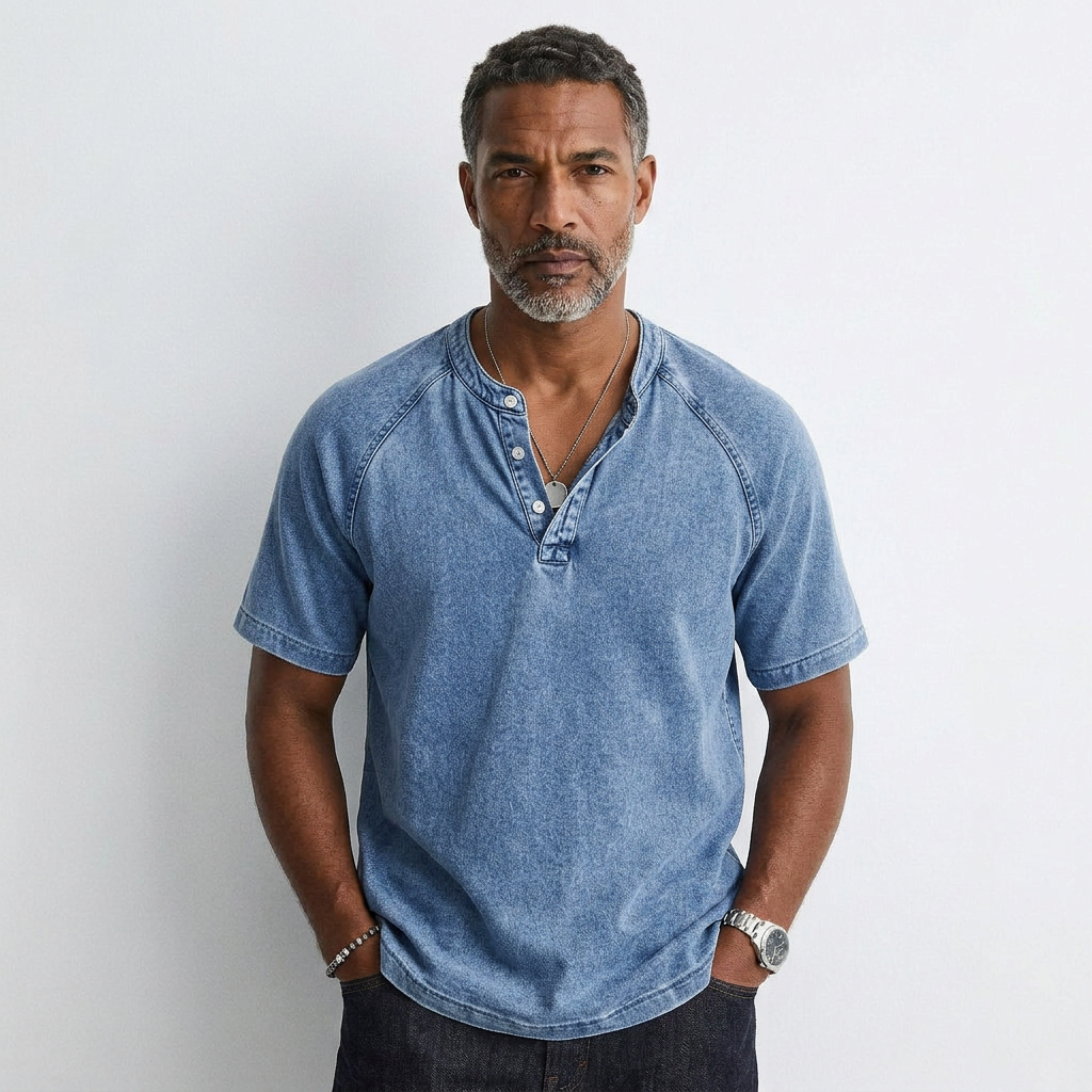 Louis - T-shirt Vintage à Boutons pour Hommes