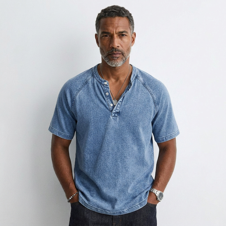 Louis - T-shirt Vintage à Boutons pour Hommes