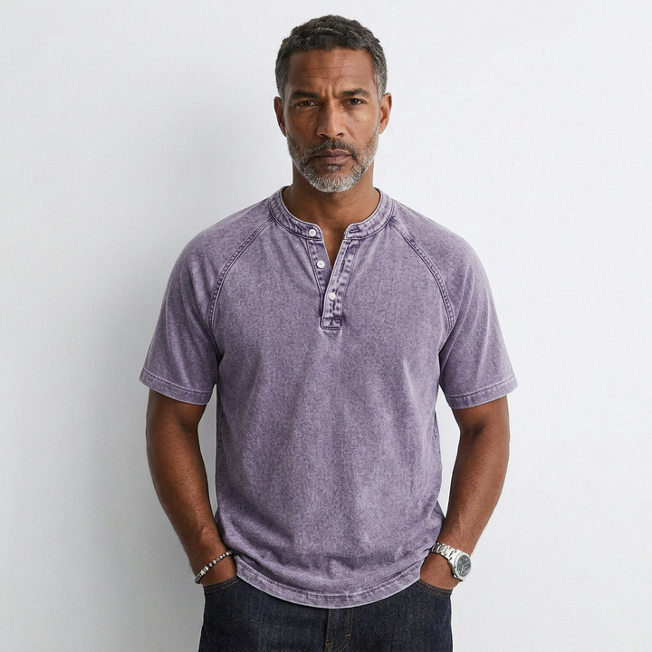 Gabin - T-shirt Vintage à Boutons pour Hommes