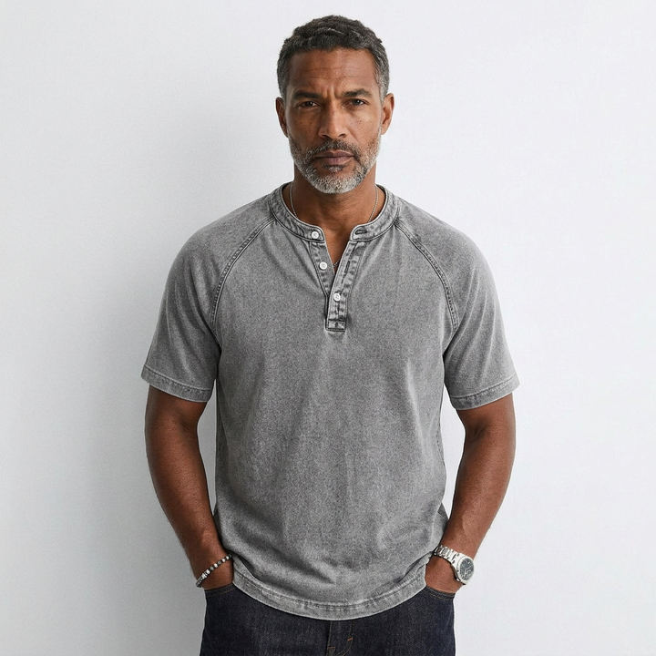 Nicolas - T-Shirt Vintage à Boutons pour Hommes