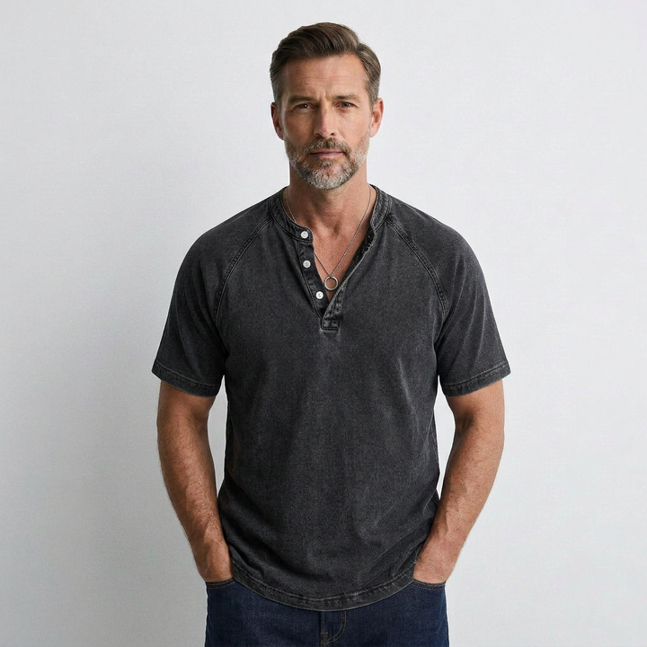 Thomas - T-shirt Vintage à Boutons pour Hommes