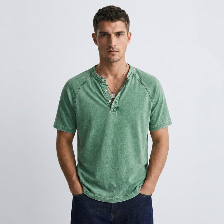 Hugo - T-Shirt Vintage à Boutons pour Hommes