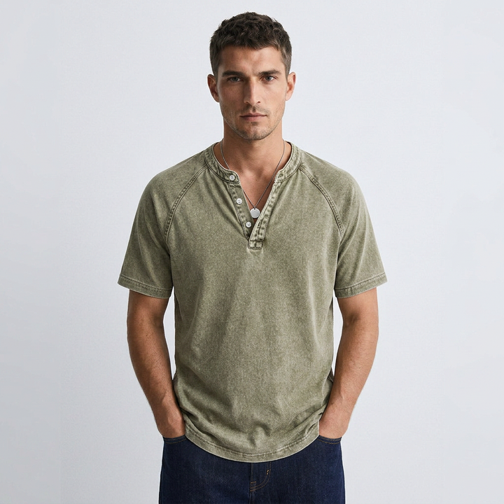 Jules - T-shirt Vintage à Boutons pour Hommes