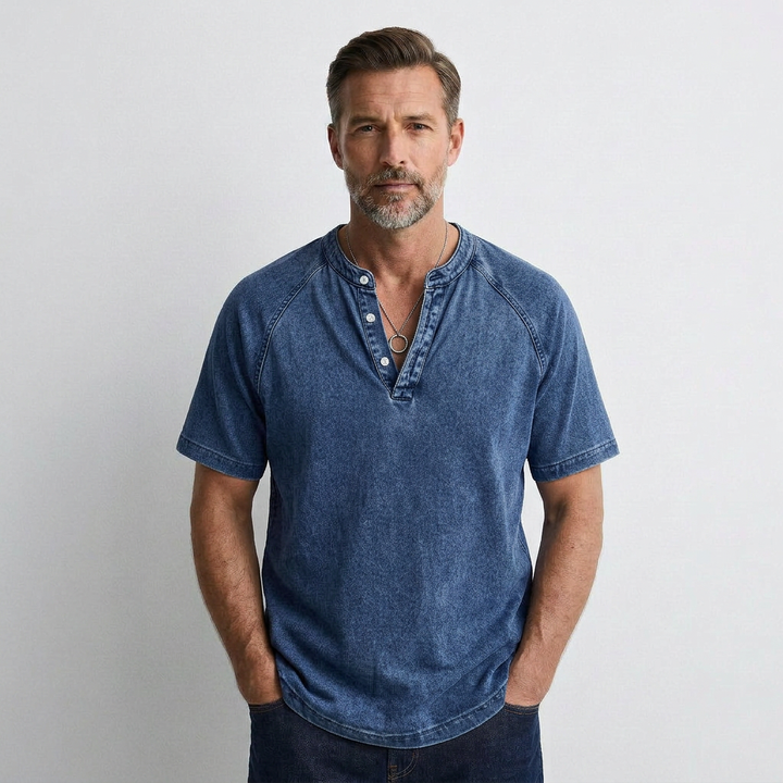 Pierre - T-Shirt Vintage à Boutons pour Hommes