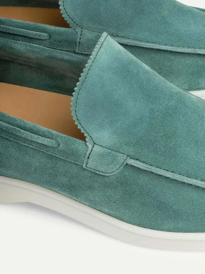 Mocassin Classique en Suède Bleu Pomme