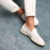 Mocassin Classique en Suède Blanc Perle