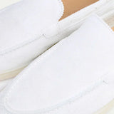 Mocassin Classique en Suède Blanc Perle