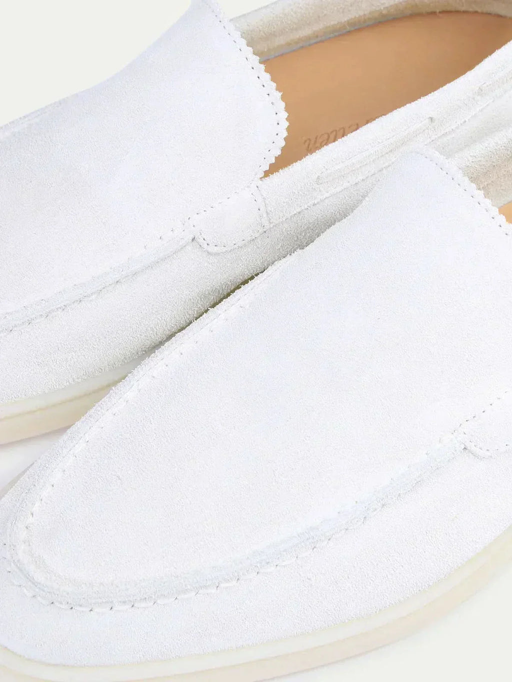 Mocassin Classique en Suède Blanc Perle