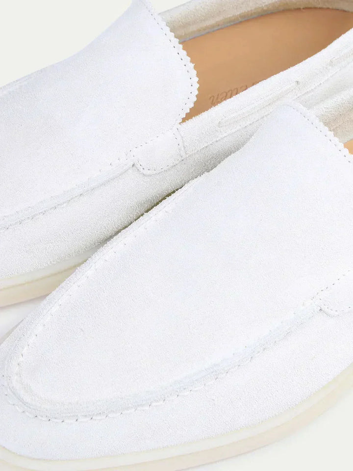 Mocassin Classique en Suède Blanc Perle