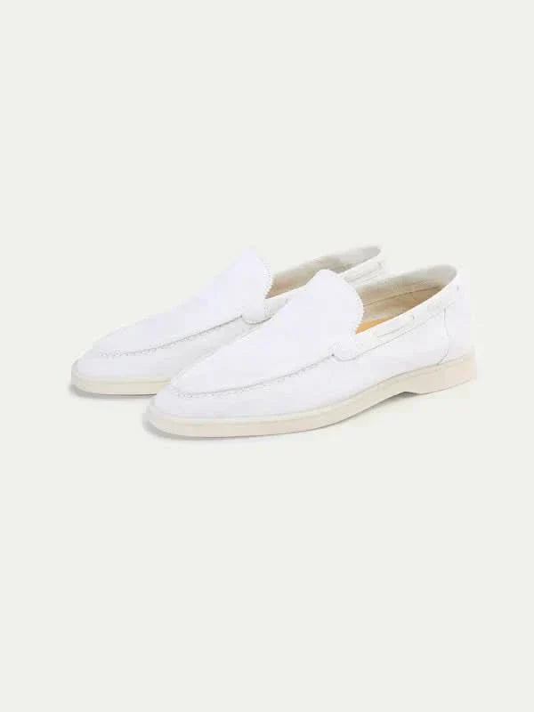 Mocassin Classique en Suède Blanc Perle