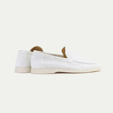 Mocassin Classique en Suède Blanc Perle
