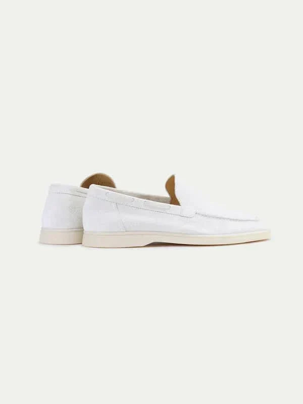 Mocassin Classique en Suède Blanc Perle