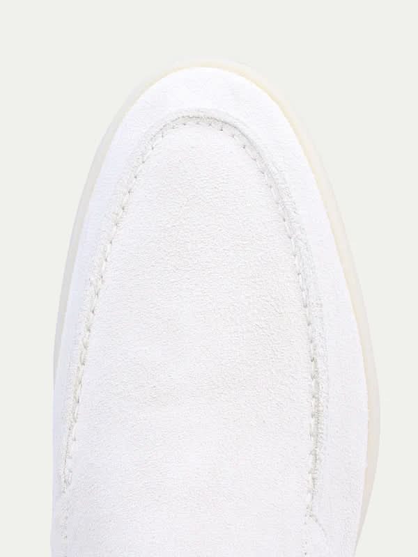 Mocassin Classique en Suède Blanc Perle