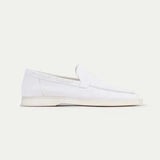 Mocassin Classique en Suède Blanc Perle