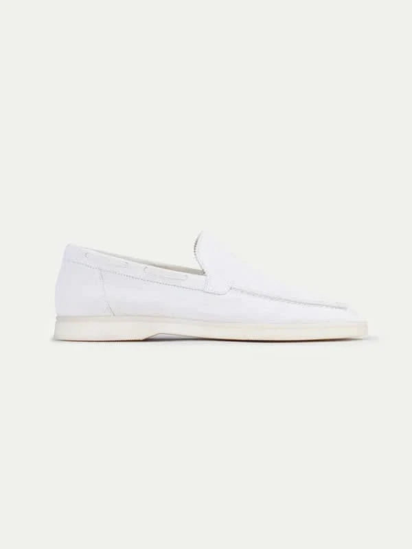 Mocassin Classique en Suède Blanc Perle