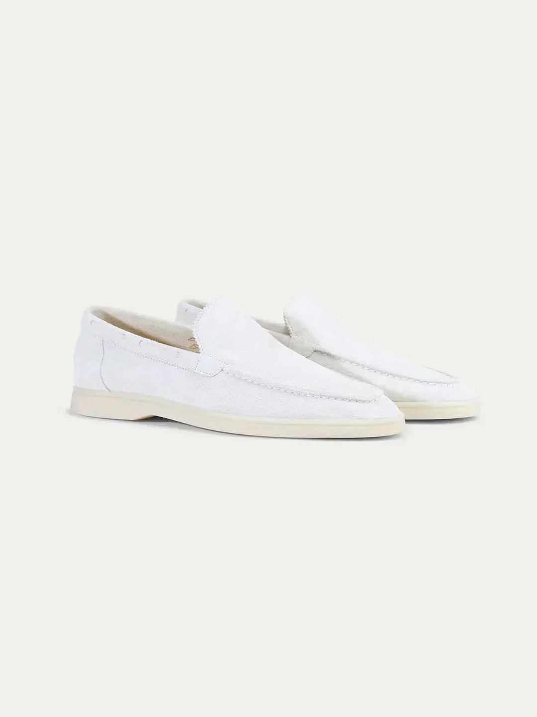 Mocassin Classique en Suède Blanc Perle