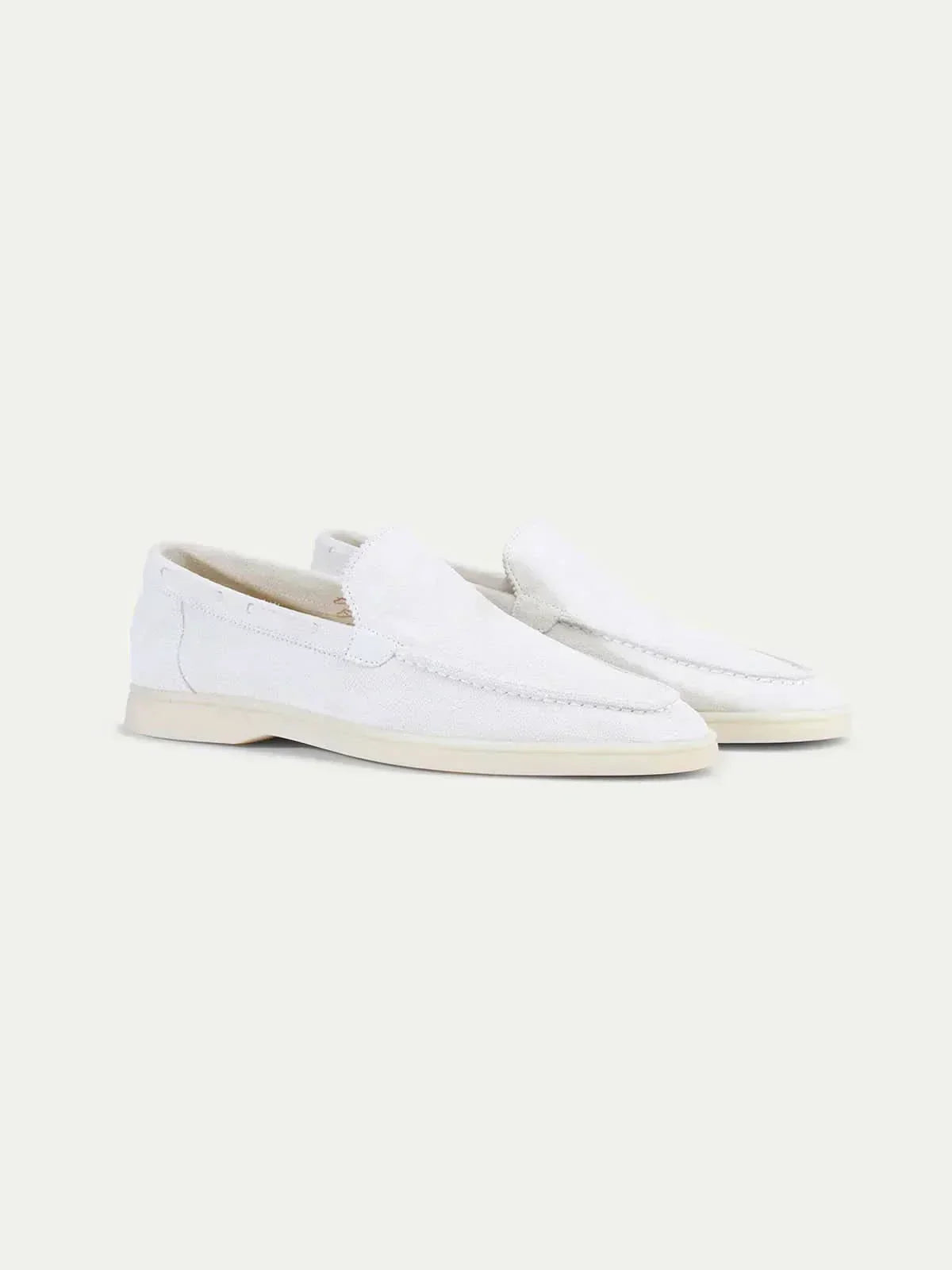 Mocassin Classique en Suède Blanc Perle