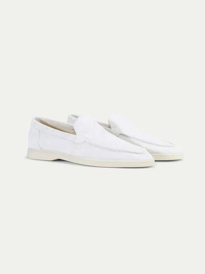 Mocassin Classique en Suède Blanc Perle