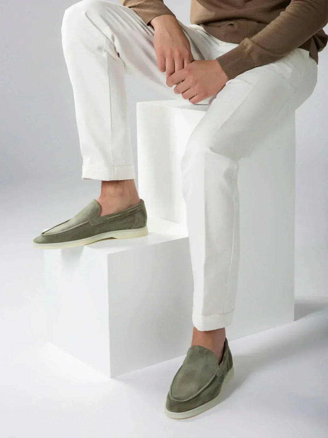 Mocassin Classique en Suède Vert Olive
