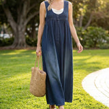 Karen | Robe Longue en Denim Lavé Vintage avec Touche de Coton Doux