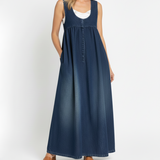 Karen | Robe Longue en Denim Lavé Vintage avec Touche de Coton Doux