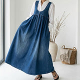 Karen | Robe Longue en Denim Lavé Vintage avec Touche de Coton Doux