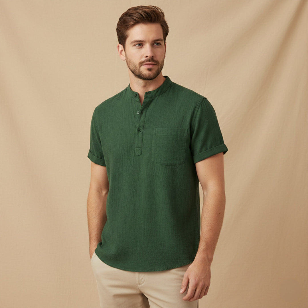 La Chemise Henley en Lin et Coton Respirant pour Homme Paddington