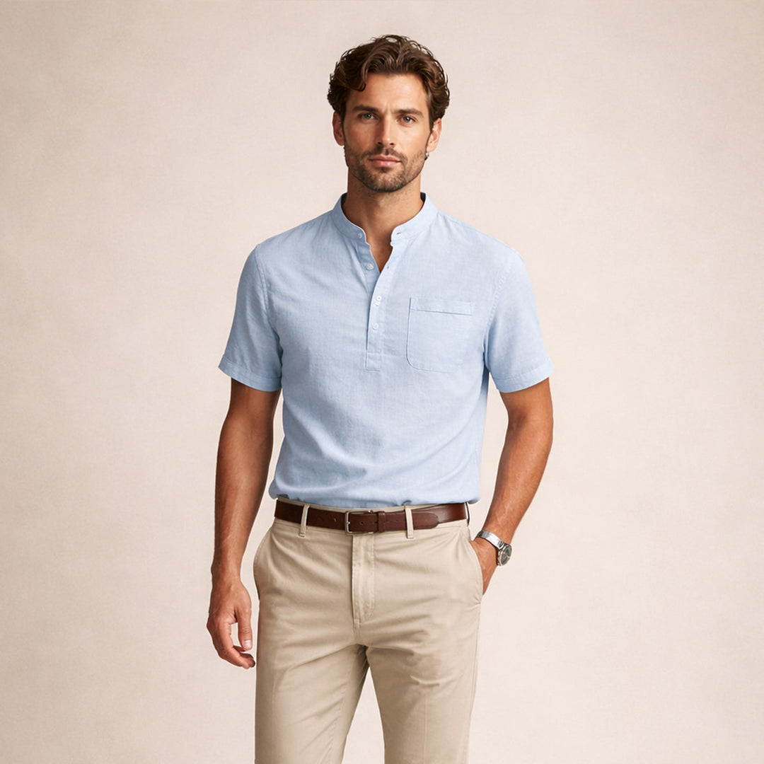 La chemise Henley décontractée en coton et lin pour homme Hillgate