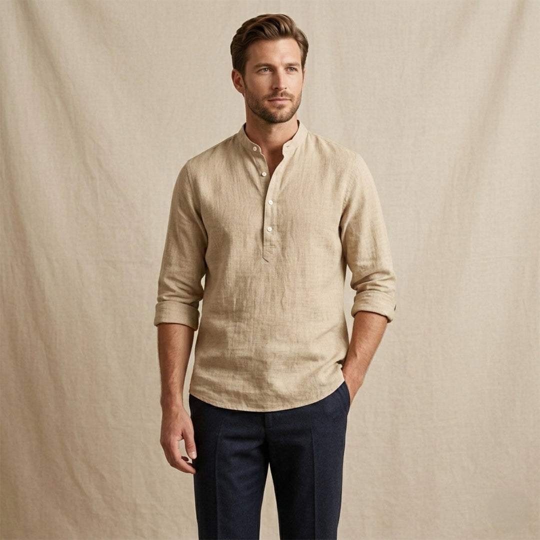 La chemise décontractée à boutons en lin respirant pour hommes de Ridgebrook Park