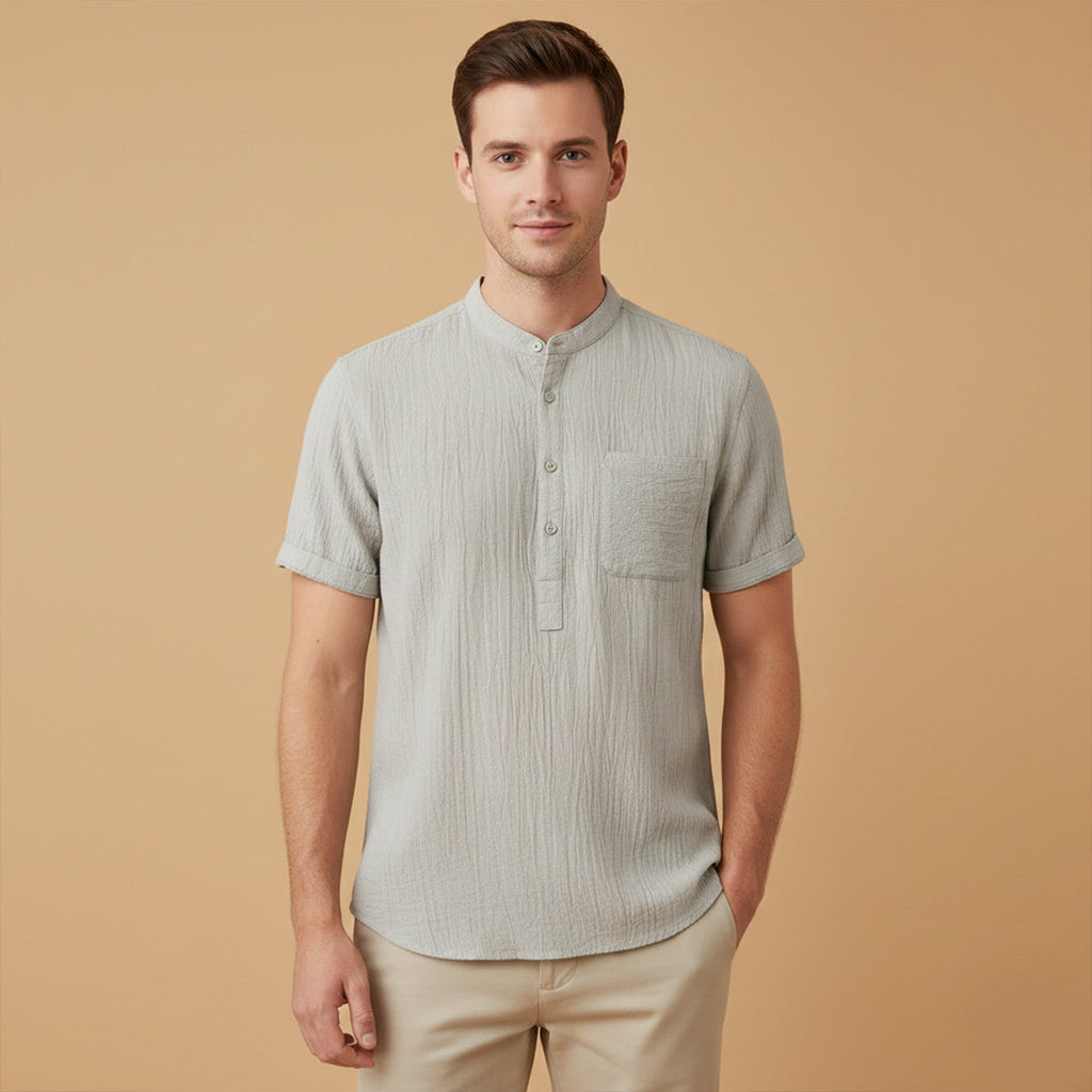 La chemise Henley en coton et lin doux pour hommes Inverness