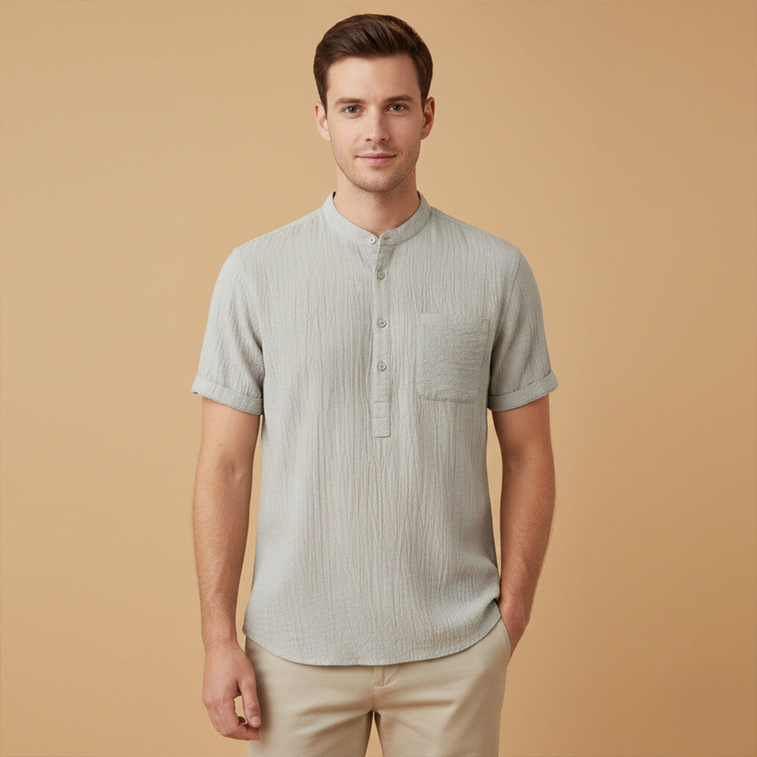 La chemise Henley en coton et lin doux pour hommes Inverness