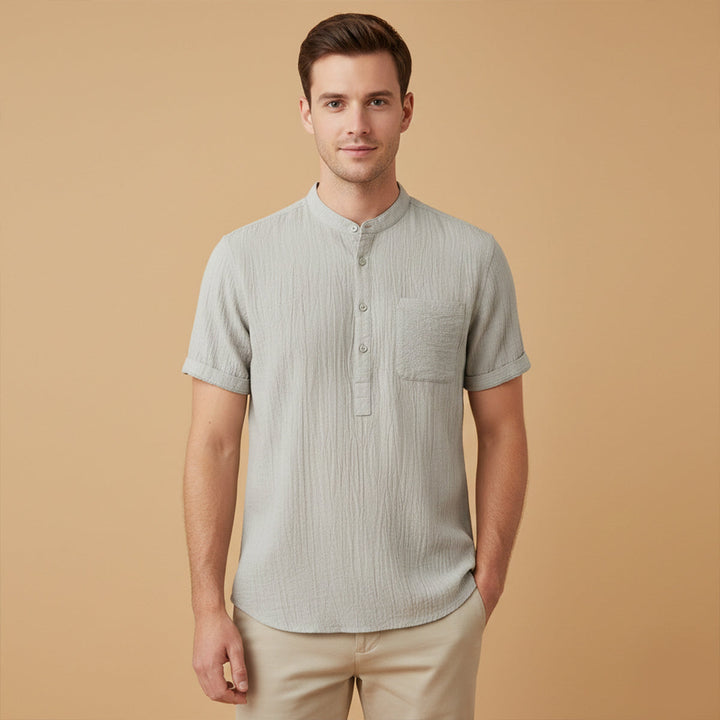 La chemise Henley en coton et lin doux pour hommes Inverness