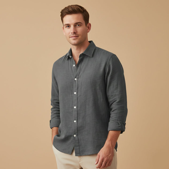 La chemise en coton et lin respirante pour hommes Carlisle, coupe décontractée