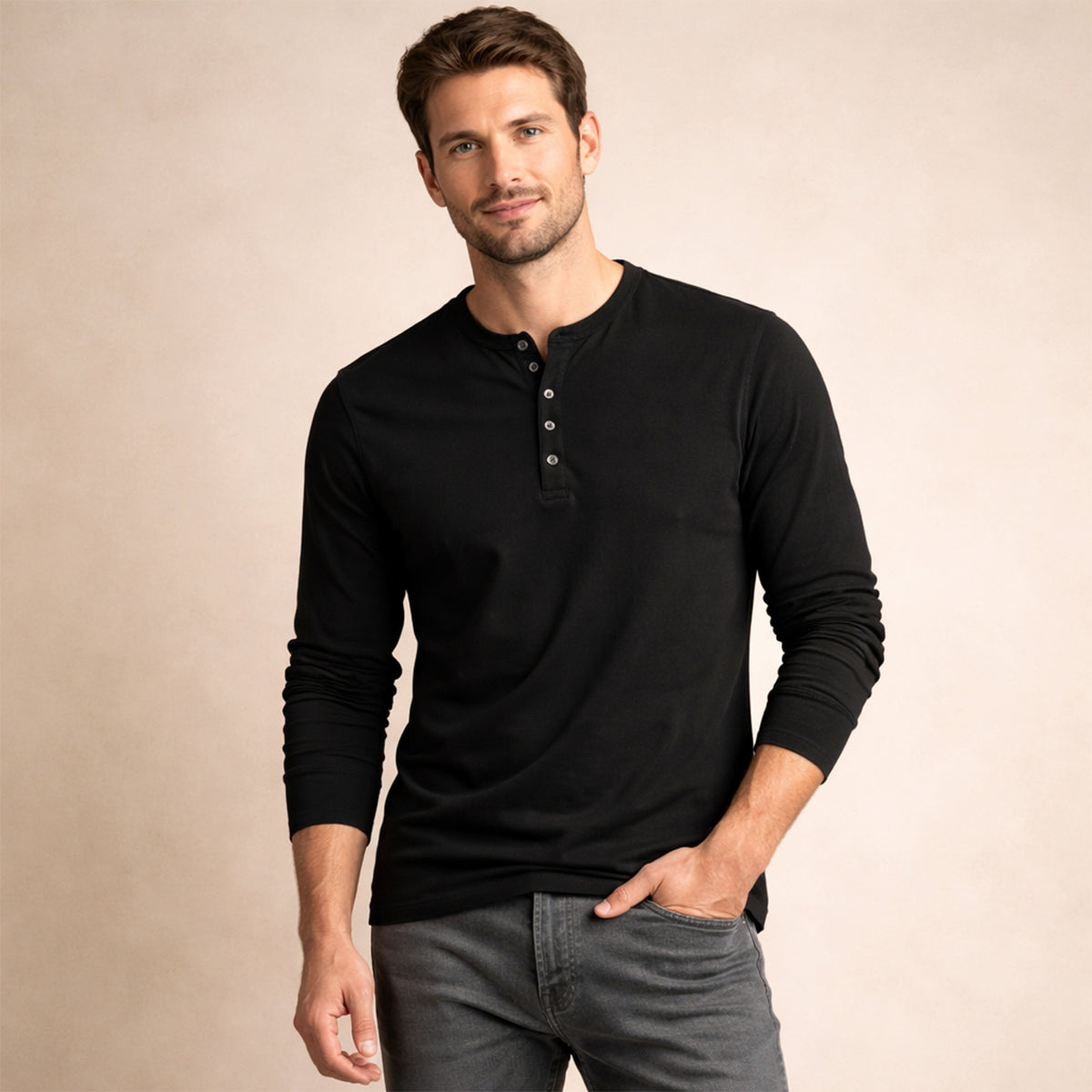 La Chemise Henley en Mélange de Coton Respirant pour Hommes Meadowcrest Hill