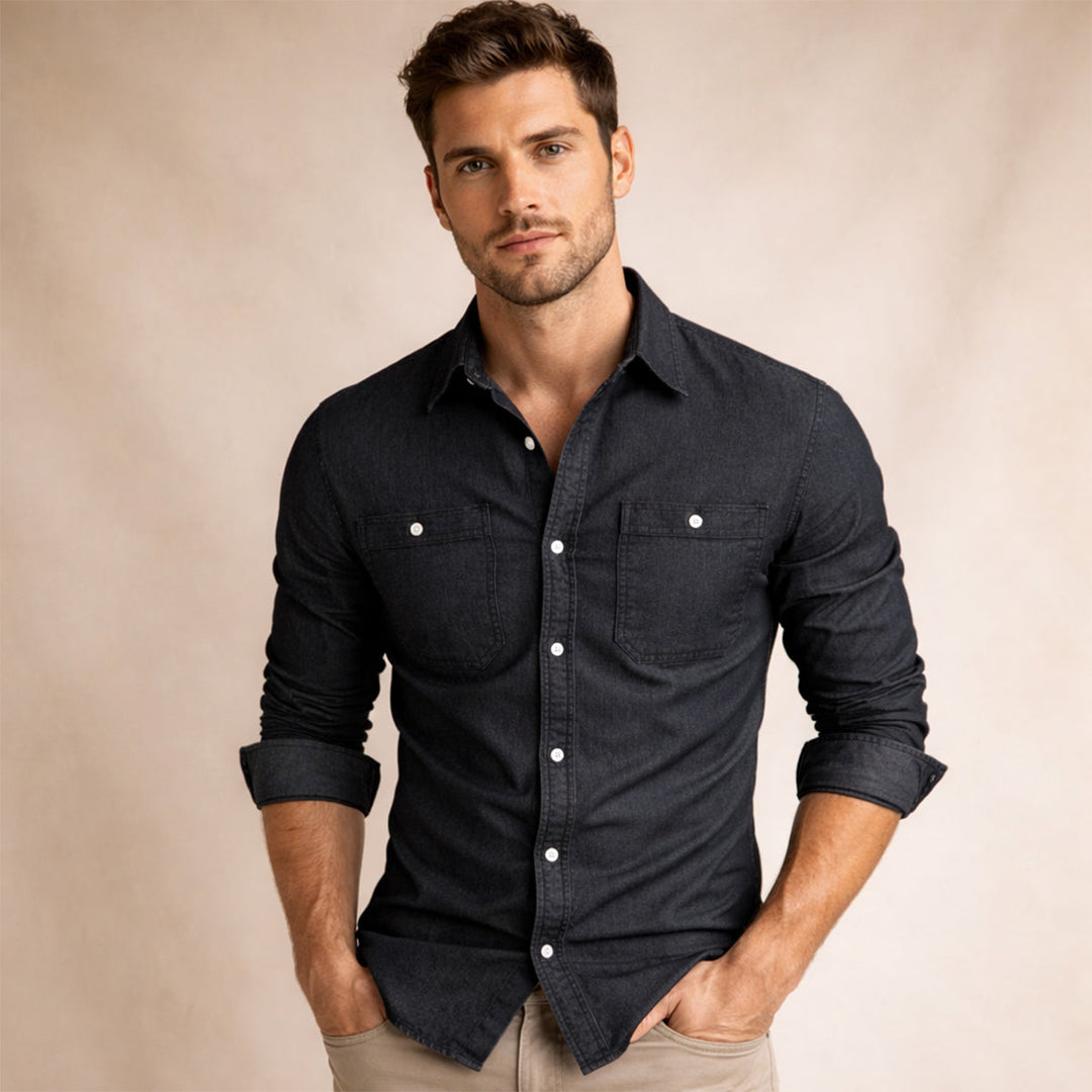 La chemise en denim slim fit pour hommes Crestfall Ridge avec poches doubles