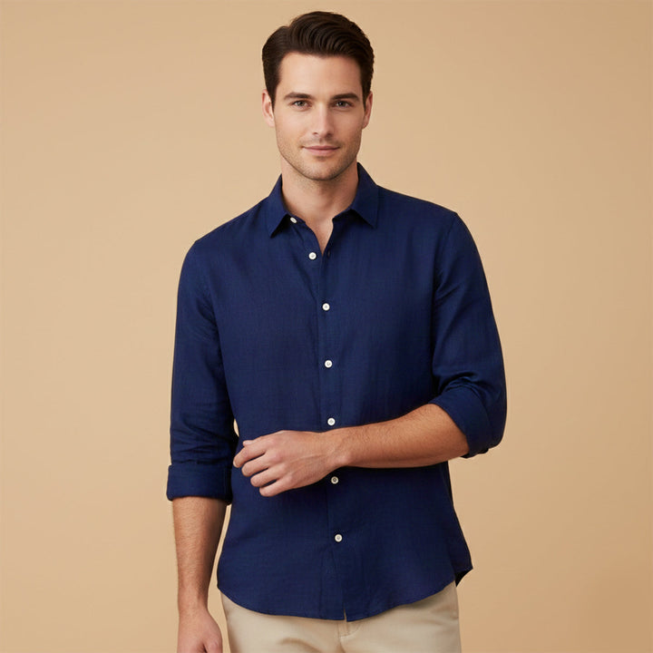 La Chemise Décontractée en Coton-Lin pour Homme Buckingham