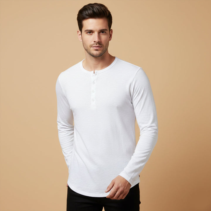 T-shirt en coton Henley à col boutonné décontracté pour hommes Berkshire