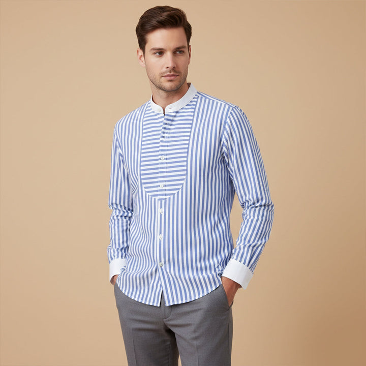 La chemise à col montant à rayures légère et ajustée pour homme Glenbrook