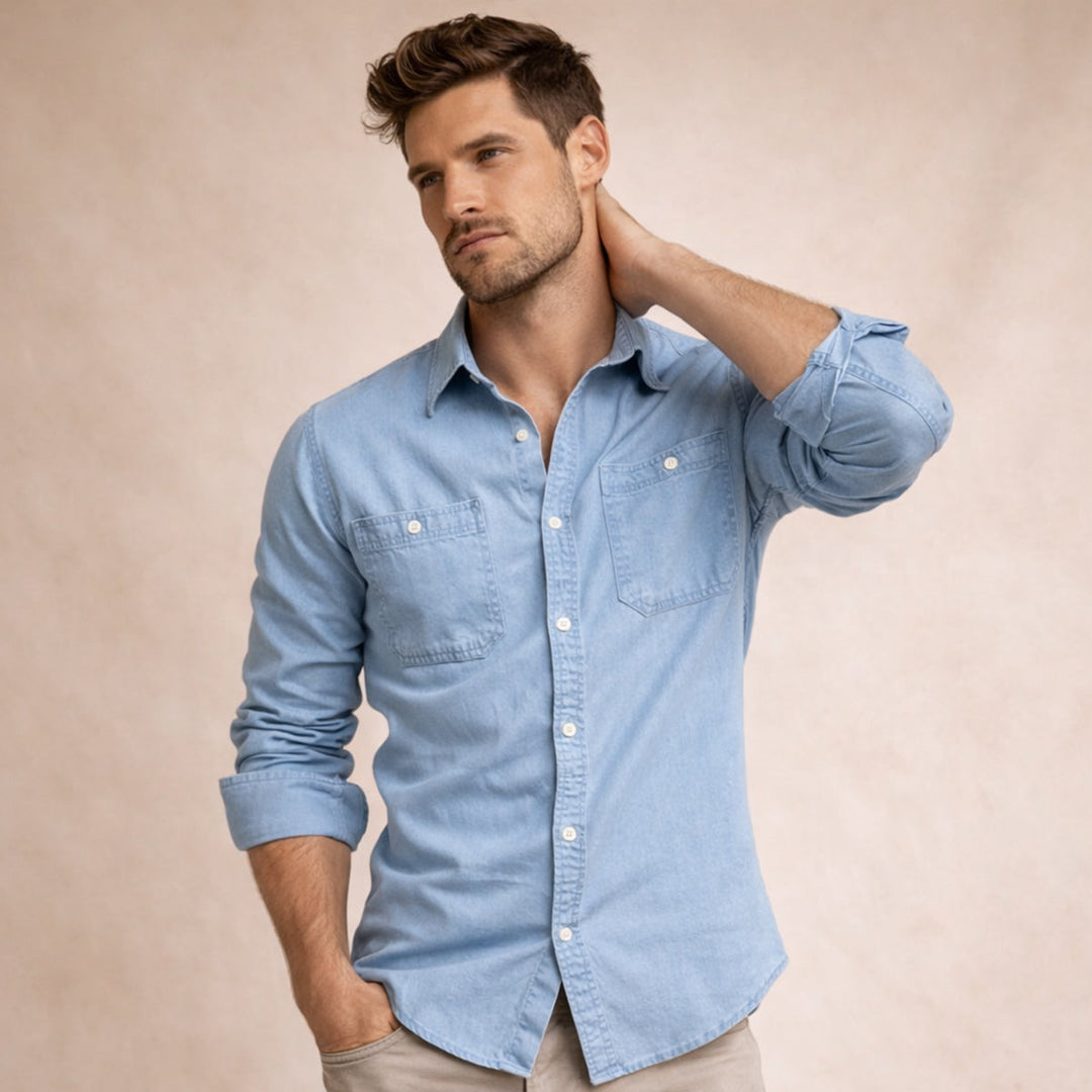 La chemise en denim slim fit pour hommes Crestfall Ridge avec poches doubles
