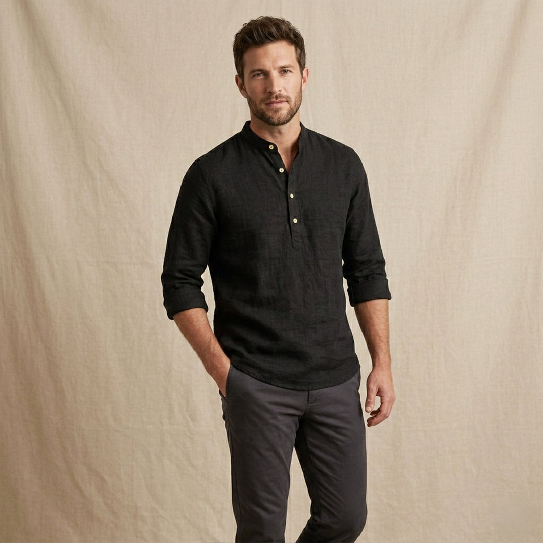 La chemise décontractée à boutons en lin respirant pour hommes de Ridgebrook Park