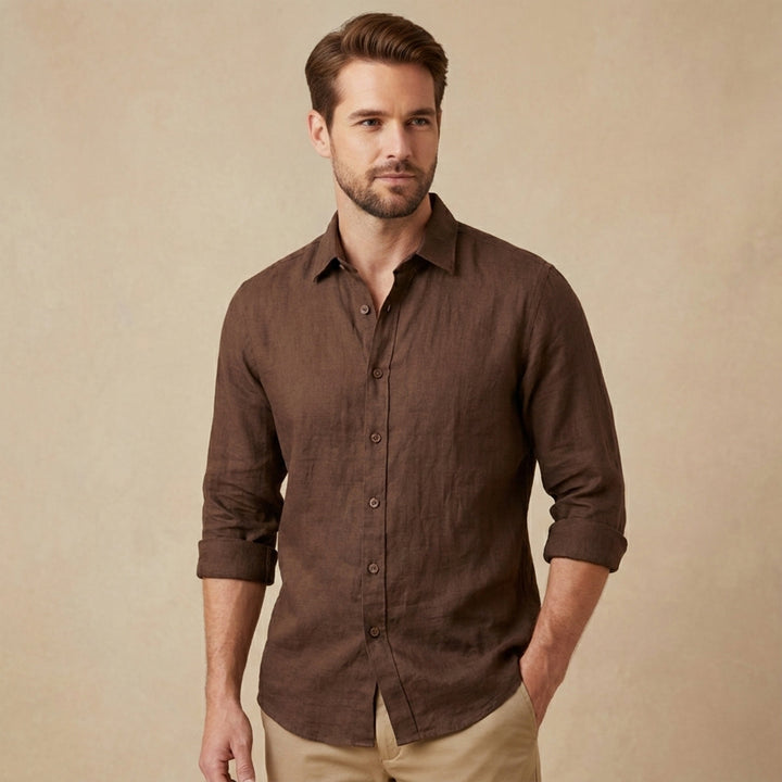 La Chemise en Lin Vintage à Manches Longues Zurich pour Hommes