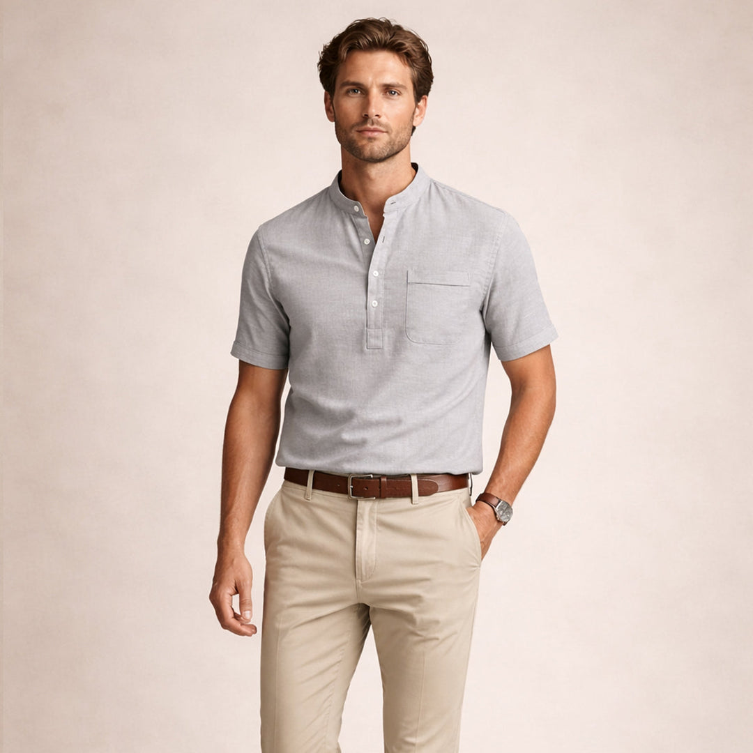La chemise Henley décontractée en coton et lin pour homme Hillgate