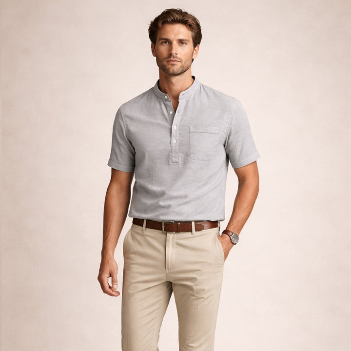 La chemise Henley décontractée en coton et lin pour homme Hillgate
