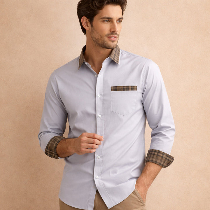 La Chemise Décontractée à Boutons pour Hommes Amelia avec Col et Manches en Carreaux